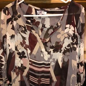 JENNIFER LOPEZ JUNIORS LG MESH SHEER TOP BLOUSE